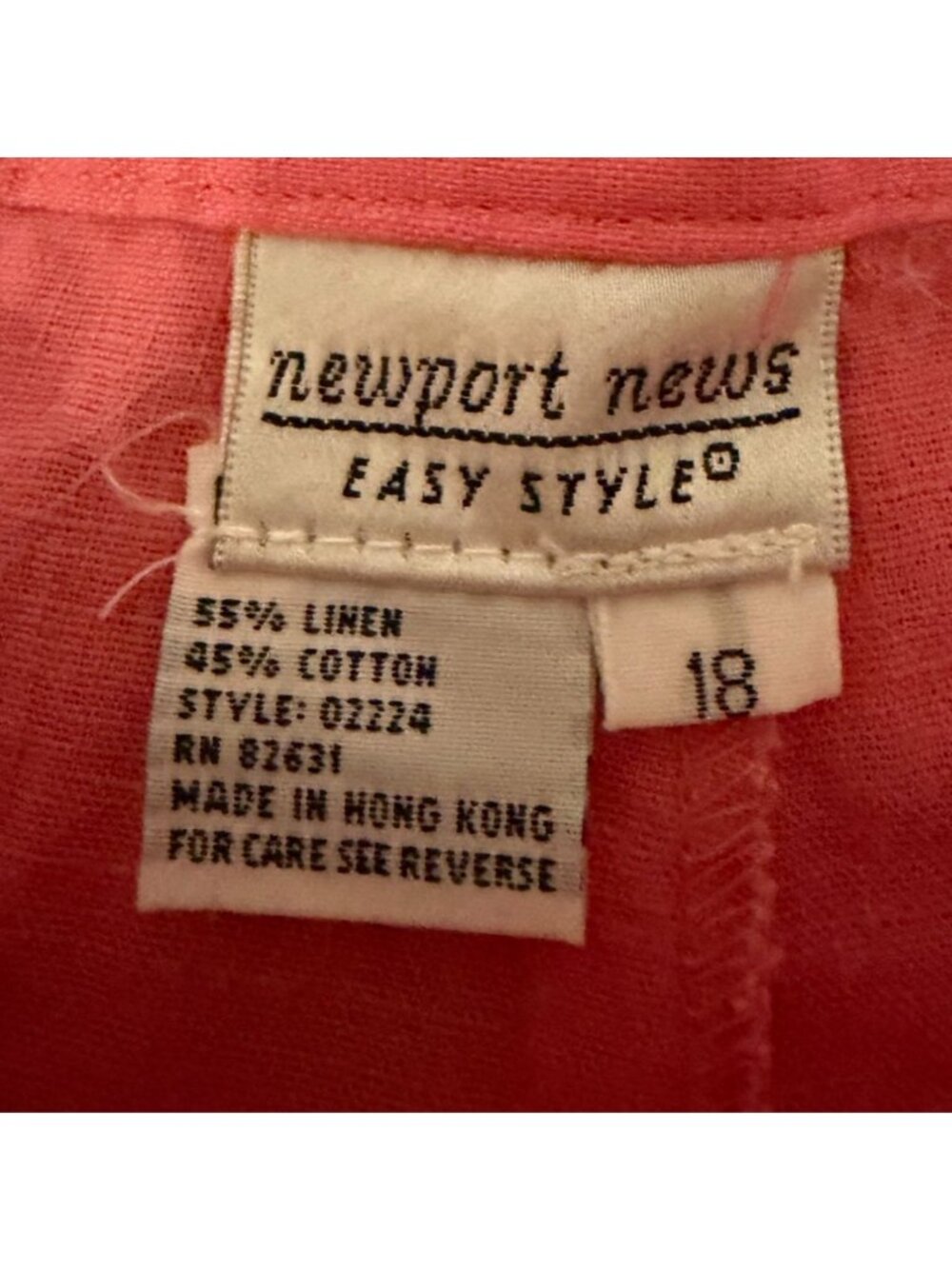 VTG Newport News Linen Blend Bermuda Shorts 18 Pink Pockets Resort 32 x 7 - Picture 5 of 6